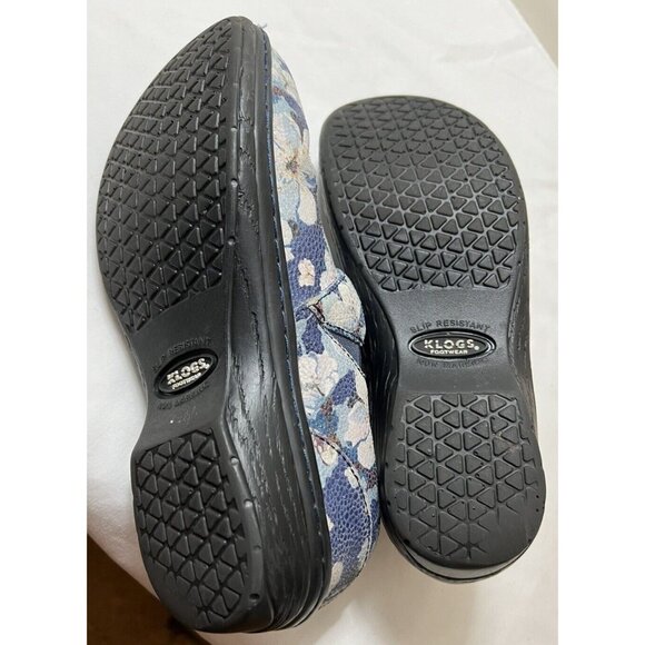 Klogs Blue Floral Leather Slip On Shoes Size 6 Comfortable - Picture 6 of 6
